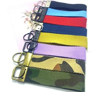 Custom Cream Circle Jet Tag Embroidery <b>Keychain</b> Wristlet Key Fob in Jet Tag Canvas Fabric Made <b>Leather</b> Plush Nylon-for Gifts - Product Image 1