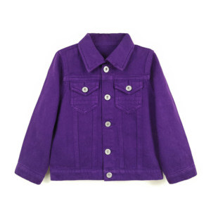 Giacca in Denim Lavato Viola 100% Cotone YAXI per Bambini, Stile Vintage con Ricamo e Bottoni, Produttore OEM/ODM, Lavabile - Product Image 1