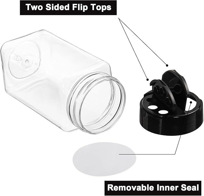 Factory Price Clear Plastic Spice Jars Empty Spice Bottles Seasoning Containers Seasoning Jars with Dual Open Shaker Lid