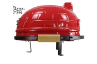 KAMADO — four à pizza portable en argile, design rouge, pour l'extérieur, bois avec pierres