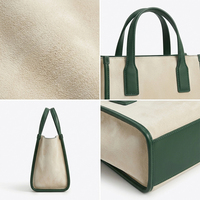Sac fourre-tout en cuir véritable, design patchwork personnalisé, minimaliste, grande capacité, avec poignées latérales pour femmes, fabrication OEM ODM