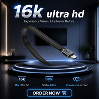 Kabel Datar TPU Berkepala Ganda Sudut Kanan USB5.0 Tipe-C untuk Pengisian Cepat Ponsel 16K80GP 240W