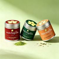 Boîte en étain hermétique de qualité supérieure avec étiquette personnalisée, 30-40g, stockage anti-humidité pour matcha, hojicha, café, thé, poudre d'ube