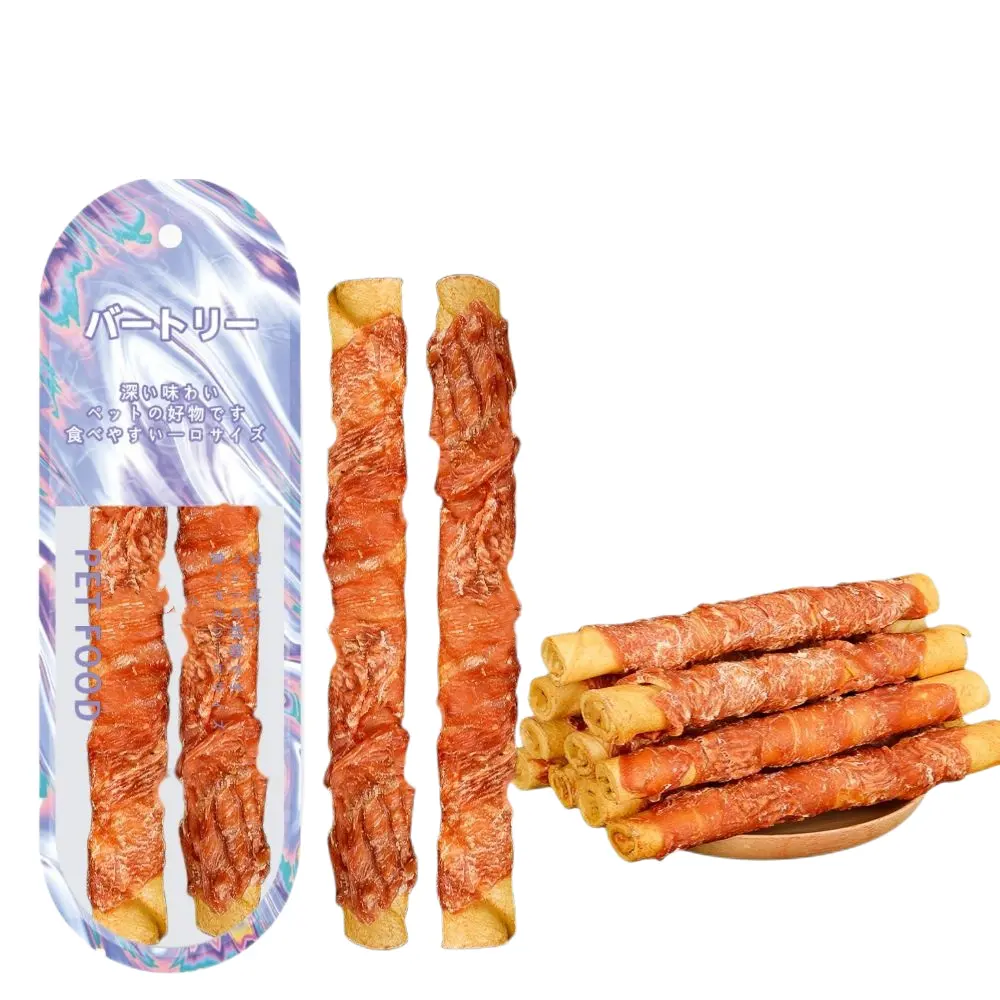 Factory Pet snacks chicken cowhide teeth grinding dog treats bully sticks for dogs OEM/ODM pet treats Chicken with cowhide
