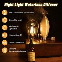 Diffuseur d'huiles essentielles électrique sans eau, rechargeable par USB, en bois et verre, portable, pour l'extérieur, aromathérapie, 20 ml, 2000 mAh
