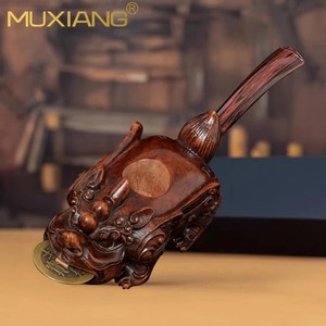 Muxiang Hand Carved Briarwood Pipe Pixiu Design Solid Wood Tobacco Pipe For Men - Product Image 1