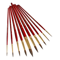 Pinceles de Acuarela Rojos Delgados de Alta Calidad para Artistas, Pelo de Buey, Pelo Animal, Mezcla de Pelo de Nailon, Mango Lacado
