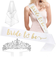 Ensemble de décoration de mariage Rose blanche douche nuptiale et fournitures de fête de célibataire comprend une bannière de couronne