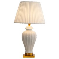 Lampe de bureau en céramique de style minimaliste américain blanc, lampe de chevet de style européen, chaude et confortable