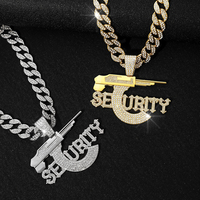 Collier pistolet Hip Hop avec initiales pendentif garçon américain chaîne cubaine diamant perle alliage de zinc pour anniversaires chrétiens