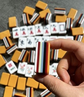 Tuiles de Mahjong Américaines en Acrylique Jaune à 7 Couches de Haute Qualité, Style Classique Hong Kong, Durables, pour le Divertissement Familial
