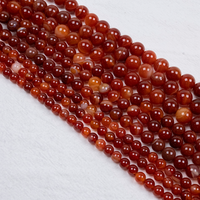 Perles Rondes en Agate Rouge en Gros 6mm 8mm 10mm – Fil de Perles en Agate Naturelle Rayée pour Bracelets, Colliers, Boucles d'Oreilles et Projets DIY