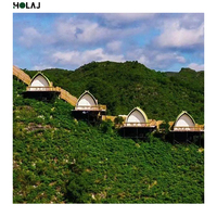 Tente de glamping hôtelière 4x6m isolée thermiquement en PVC pour projet de complexe hôtelier en plantagéne de thé en pente et village d'éco-tourisme en montagne