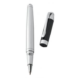 Stylo bille écologique 0,5 mm-1,0 mm, stylo à clic en métal chromé/noir, en acier, garantie de 7 jours - Product Image 2