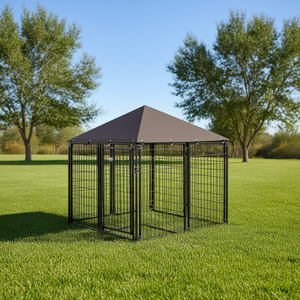 Enclos pour chien en fil métallique soudé robuste, de taille moyenne, avec toit en plastique, pour l'extérieur, toutes saisons, maison pour animaux de compagnie - Product Image 2