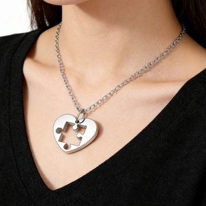 Collana con puzzle a forma <span class=keywords><strong>di</strong></span> cuore in acciaio inossidabile, set da 2 pezzi, ciondoli puzzle abbinati <span class=keywords><strong>per</strong></span> regalo <span class=keywords><strong>di</strong></span> <span class=keywords><strong>San</strong></span> <span class=keywords><strong>Valentino</strong></span> - Product Image 5