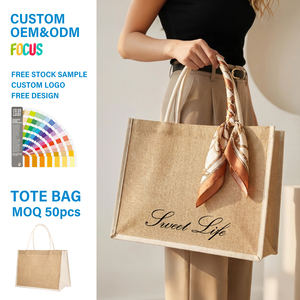 Borsa Tote Grande <span class=keywords><strong>in</strong></span> Iuta PE Personalizzabile con Logo, Riutilizzabile ed Ecologica, per Regali di Nozze, Spiaggia, Shopping Femminile e Trasporto Spesa - Vendita all'Ingrosso Diretta dalla Fabbrica - Product Image 1