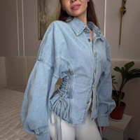 Chemises en jean pour femmes American 2026, nouvelle collection printemps, style rétro, coupe décontractée, en pur coton délavé, délavage moyen, épaules tombantes