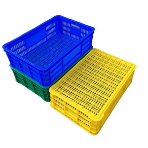 ลังใส่ผักผลไม้เกรดอาหาร HDPE รูปทรงสี่เหลี่ยมผืนผ้า แบบซ้อนได้ สำหรับจัดเก็บและขนส่ง มีหลายขนาด - Product Image 1