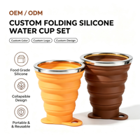 Gobelet pliable en silicone de qualité alimentaire créatif avec bouchon à bouton-poussoir et cordon de levage, écologique, pour voyage en extérieur, portable