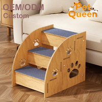 Escalier pour animaux de compagnie en bois de luxe pour intérieur, rampe détachable facile à assembler pour chiens et chats de petite race, accès éco-responsable au canapé-lit