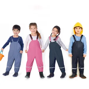 2024 Cartoon Kinder verdickende Overall Kid Regen-Dungarees winddicht wasserdicht Aufhängungshose Jungen Mädchen Overall Regenhosen