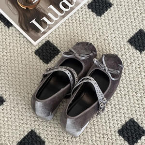 Ballerines pour femmes, légères, en cuir véritable, bout rond, fermeture à un bouton, chaussures tendance - Product Image 3