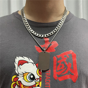 yunnique Stainless Steel <b>Dog</b> <b>Tag</b> Pendant Necklace Men's Geometric Chain 3.0*60cm Silver Color Fashion Jewelry - Product Image 3