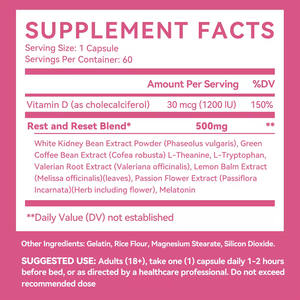 Cápsulas Quemagrasas Nocturnas Naturales Supresoras del Apetito, Extracto Herbal, Píldoras Dietéticas para Dormir y Relajarse - Product Image 3