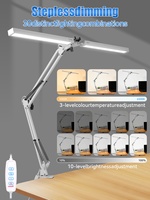 Lampe de bureau CANMEIJIA 24W à double tête, modèle pliable 002, bras mécanique, fixation par pince, longueur de la lumière 38 cm, noir, câble USB, lampes de table à LED