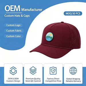 OEM Custom Rubber Patch Logo Performance 5 Panel Classic Two-tone <b>Waterproof</b> Golf Baseball Cap Outdoor Sports Laser Cut Hole <b>Hat</b> - Product Image 1