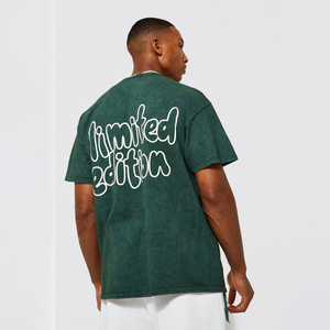 T-shirt graphique délavé à l'acide pour homme, édition limitée, imprimé au dos, coton épais, streetwear, personnalisable, OEM, vente en gros - Product Image 3