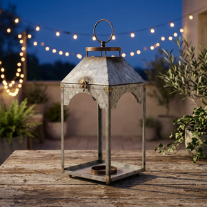 Artisan Design Handmade Pillar Galvanized Iron <b>Lantern</b> and Accents for Home and <b>Christmas</b> Decoration - Product Image 1