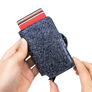 Hot Sale Metallic Leather Slim Minimalist Style Credit <b>Card</b> <b>Holder</b> <b>Wallet</b> Men Anti-rfid Large Capacity Pop up <b>Wallet</b> Cardholder - Product Image 1