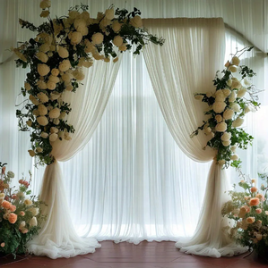 Un paquet de 2 rideaux en tulle blanc transparent adaptés aux mariages - Product Image 4