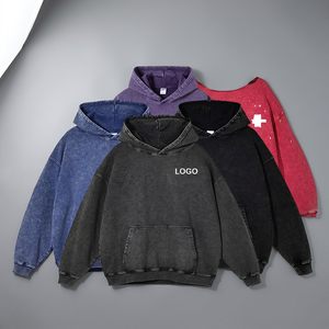 Nouvelle Arrivée Automne Hiver Sweat à Capuche Unisexe Brodé à Col Zippé Uni Streetwear Vintage 300gsm 100% Coton Coupe Classique - Product Image 2