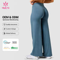 Pantalon de yoga évasé taille haute pour femme HUCAI, avec logo personnalisé, anti-effet camel toe, compression, rehaussement des fesses, idéal pour la gym et le fitness
