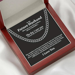 Tryme Gift <span class=keywords><strong>Hip</strong></span> <span class=keywords><strong>Hop</strong></span> Custom To My Son Collares de cadena de eslabones cubanos para hombre con tarjeta y caja para regalo de cumpleaños - Product Image 3