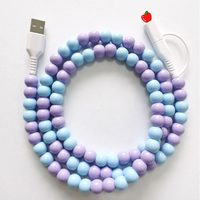 Câble de charge multi-prise 2-en-1 certifié MFi, charge rapide, avec perles décoratives, 1m, pour filles et femmes, compatible iPhone 16 15 14 13 Pro