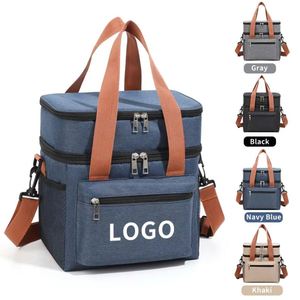 Bolsa Térmica Oxford 300D de Doble Capa Reutilizable para Oficina, Impermeable, para Almuerzo, con Logotipo - Product Image 1