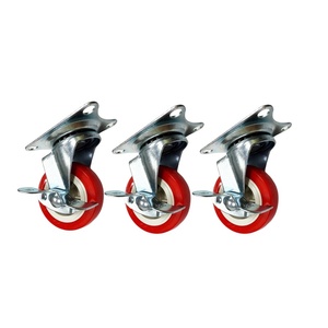 <span class=keywords><strong>3</strong></span> Zoll 5 Zoll drehbare rote Pu-Räder Edelstahl Custom ized Heavy Duty 360-Grad-Rollen rad mit Schloss - Product Image 1