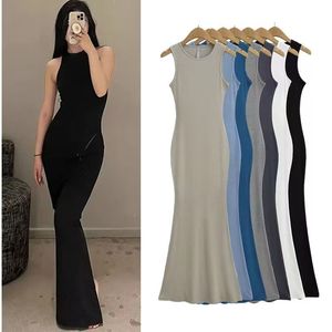 2023 Brown Solid Ribbed Sleeveless Tank Top Long Maxi Dress for Women Ladies Casual Summer Lounge Prom <strong>Wholesale</strong> <strong>Bulk</strong> <strong>Clothing</strong> - Product Image 2
