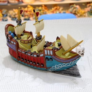 Barco pirata de estilo veraniego, serie mediterránea, bar, <span class=keywords><strong>restaurante</strong></span>, accesorios de decoración, barco pirata de resina, 30CM - Product Image 5