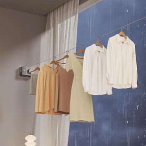 Sèche-linge mural rétractable réglable de 5,1 m pour intérieur et extérieur, fil en acier inoxydable robuste - Product Image 4