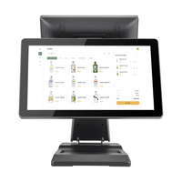 LICON A2S Daul Pantalla táctil de 10 puntos 15,6 "+ 11,6" Diseño plegado todo en uno POS Supermercado Cajero Computadora Windows 7/8/10
