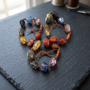 Bracelet ajustable fait main en pierres de cornaline rouge polies, perles de forme irrégulière, pierre précieuse Feng Shui, pour usage quotidien - Product Image 2