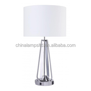 Lampe de table LED moderne 13 watts avec finition nickel brossé, grande taille, pour canapés, chambres d'hôtel et salons, abat-jour en métal - Product Image 2