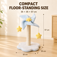 Griffoir pour chat de 57 cm avec moulin à vent rotatif et jouets étoiles suspendus