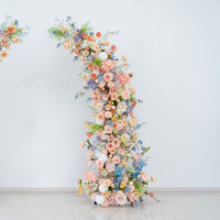 Colonnes de fleurs artificielles bohèmes pastel aux couleurs vives, toucher réel, pour arche de mariage extérieure, décoration de lieux et de fenêtres