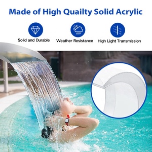Chute d'eau de piscine durable à angle droit en acrylique transparent personnalisé avec lumière LED - Product Image 6